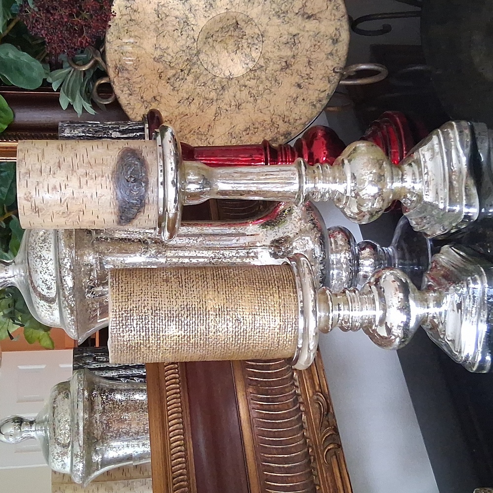Pottery Barn Med 9" Antique Mercury Silver Candle Holder - Picture 3 of 3